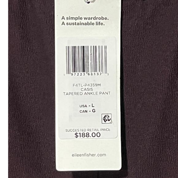 EILEEN FISHER WOMENS SIZE LARGE DRESS TAPERED ANKLE PANT PURPLE MINIMAL NEW - Picture 10 of 14